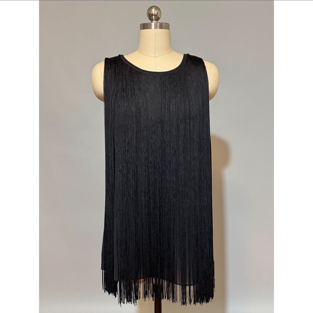 Michael Kors Black Fringe Sleeveless Top